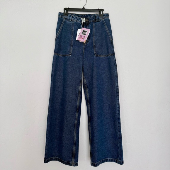 ✨Lucy & Yak Women's Mid Wash Blue High Waisted Wide-Leg Jeans NWT✨ - Picture 2 of 16